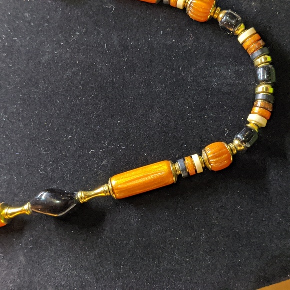 Multi-Media Long Beaded Statement Necklace - Picture 2 of 3